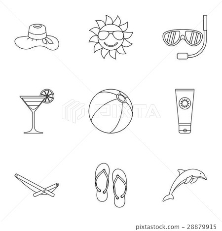 Tourism at sea icons set, outline style Tourism at sea icons set, outline style 28879915