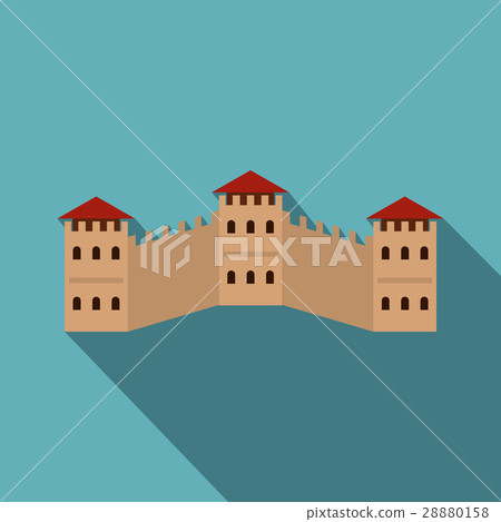 Majestic Great Wall of China icon, flat style - Stock Illustration ...
