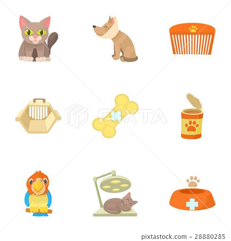 Veterinary icons set, cartoon style Veterinary icons set, cartoon style 28880285