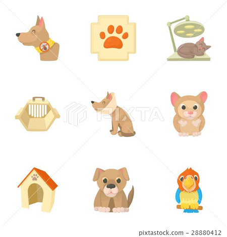 Treatment of animals icons set, cartoon style Treatment of animals icons set, cartoon style 28880412