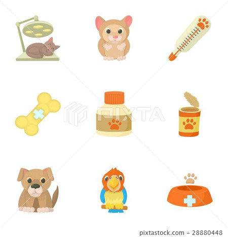 Veterinarian icons set, cartoon style Veterinarian icons set, cartoon style 28880448