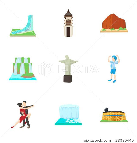 Country Brazil icons set, cartoon style Country Brazil icons set, cartoon style 28880449
