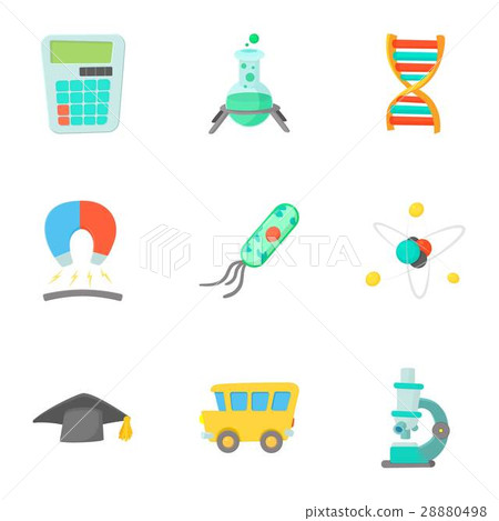 Schooling icons set, cartoon style Schooling icons set, cartoon style 28880498