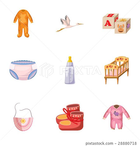 Newborn icons set, cartoon style Newborn icons set, cartoon style 28880718
