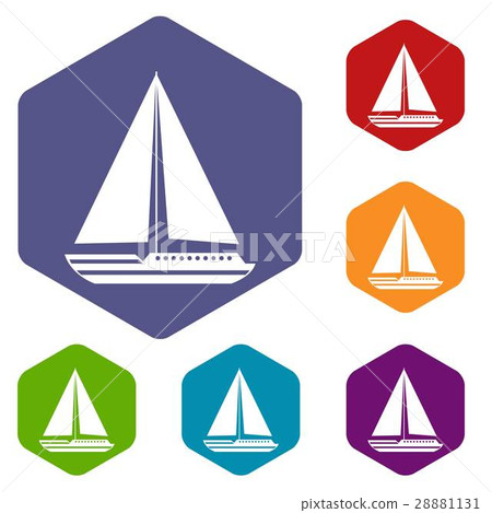 Sea yacht icons set - Stock Illustration [28881131] - PIXTA