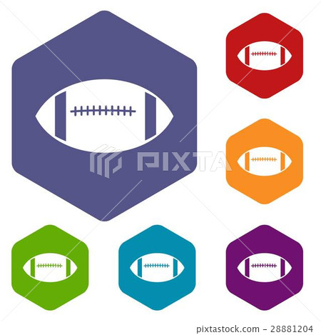 Rugby ball icons set Rugby ball icons set 28881204