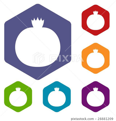 Ripe pomegranate icons set Ripe pomegranate icons set 28881209