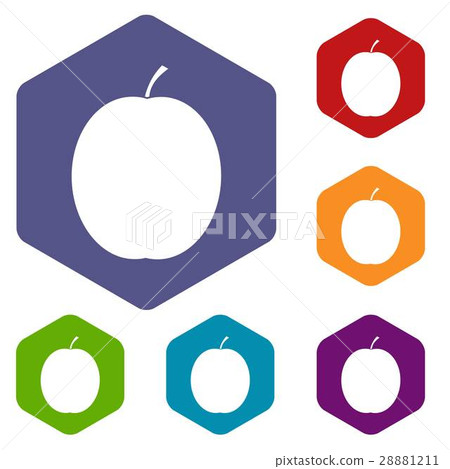 Fresh apricot icons set Fresh apricot icons set 28881211