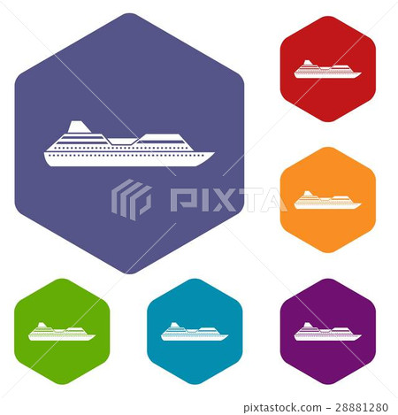 Cruise liner icons set 28881280