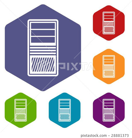 System Icons Grey Backcolor Black computer system unit icons set - Stock Illustration [28881373 ...