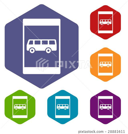 Bus stop sign icons set Bus stop sign icons set 28881611