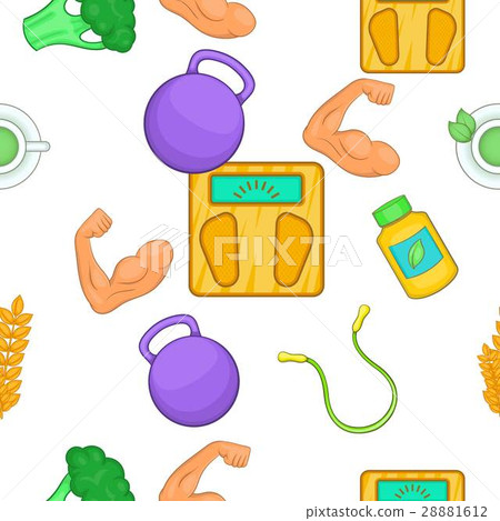 Healthy lifestyle pattern, cartoon style 28881612