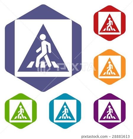 Pedestrian road sign icons set 28881613