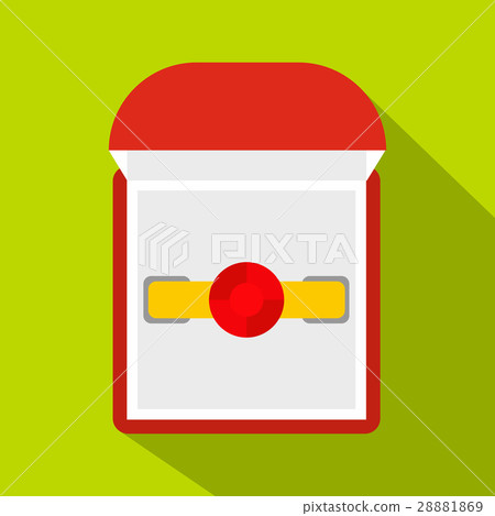 Gold ring with ruby in a red velvet box icon 28881869