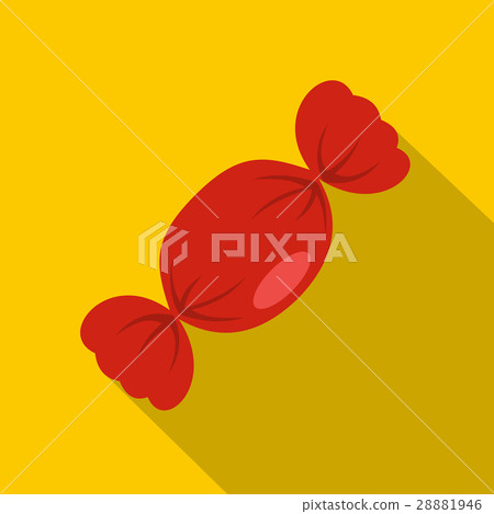 Candy in red wrap icon, flat style Candy in red wrap icon, flat style 28881946