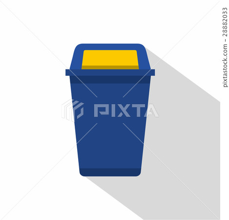 Blue plastic wastebasket icon, flat style Blue plastic wastebasket icon, flat style 28882033