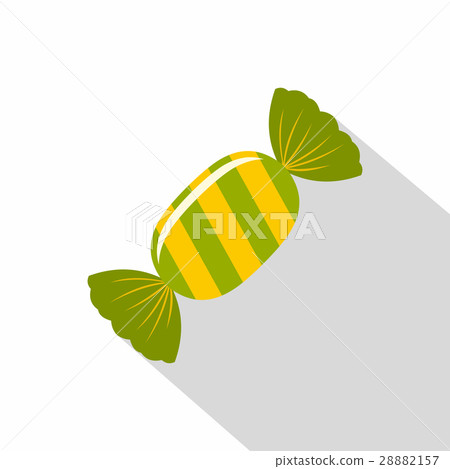 Sweet candy in green wrap icon, flat style 28882157