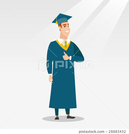 Graduate giving thumb up vector illustration. - Stock Illustration ...