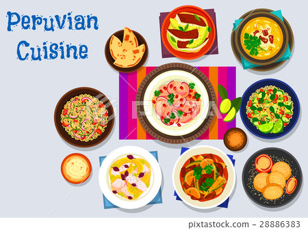 Peruvian cuisine icon with seafood dishes 28886383