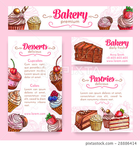 Bakery and pastry desserts banner template set Bakery and pastry desserts banner template set 28886414