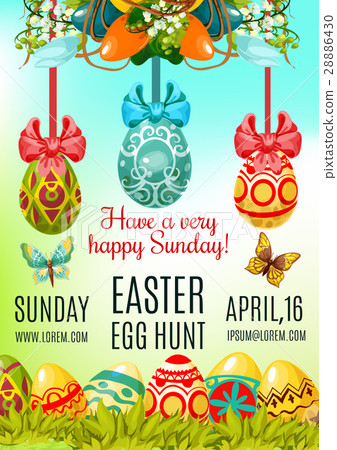 Easter Egg Hunt and Holy Sunday poster template 28886430