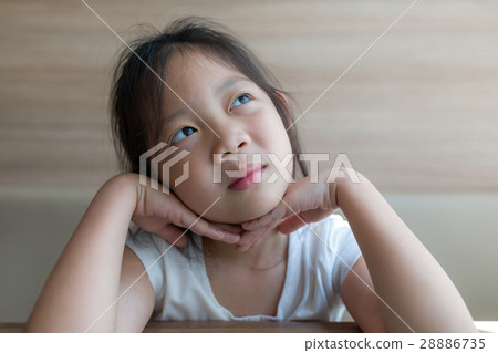 Imagination Concept by Asian Child Thinking Look Imagination Concept by Asian Child Thinking Look 28886735