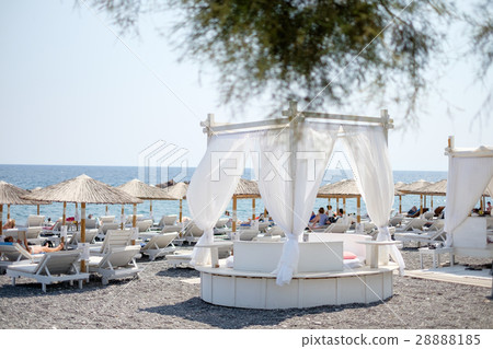 Black beach of Kamari, Santorini, Greece Black beach of Kamari, Santorini, Greece 28888185