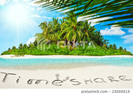 Whole tropical island within atoll in Ocean. 28888818