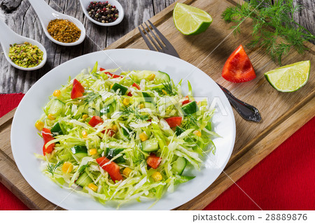 cabbage salad with bell pepper, corn and dill cabbage salad with bell pepper, corn and dill 28889876