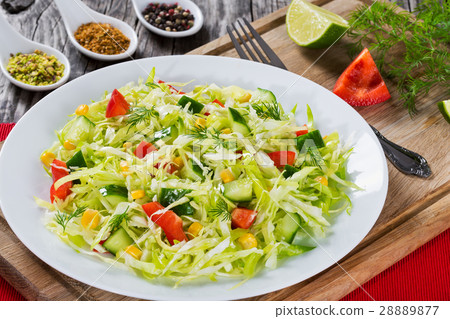 cabbage salad with bell pepper, corn and dill cabbage salad with bell pepper, corn and dill 28889877