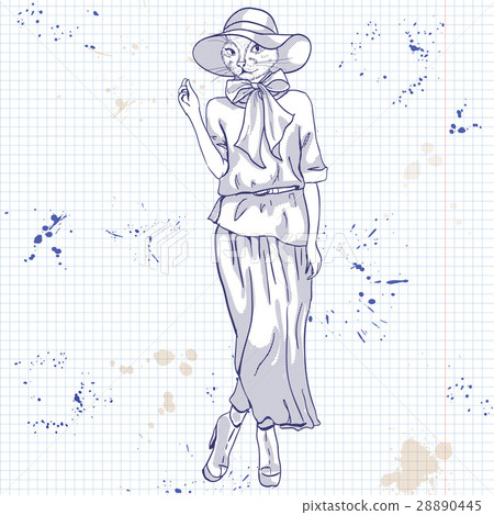 Vector elegant woman with cats head 28890445