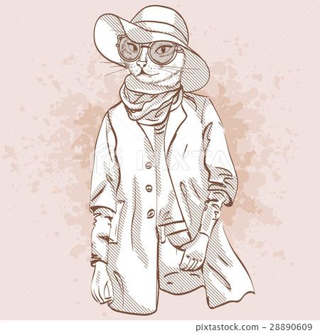 Vector elegant woman with cats head 28890609