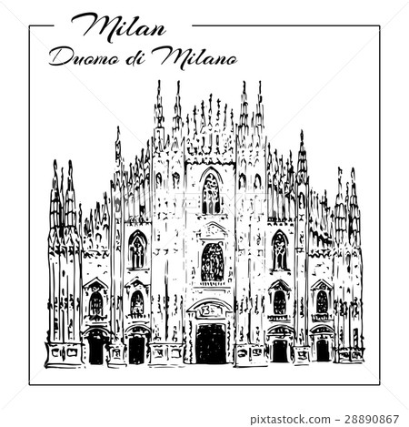 Milan symbol. Duomo di Milano. Hand drawn sketch 28890867