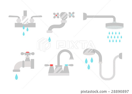 Bathroom shower icons with process water savings 28890897