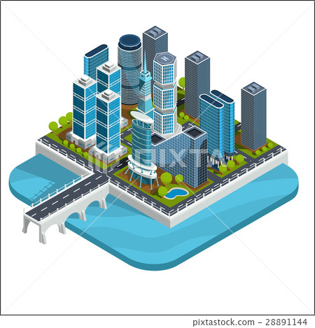 Vector isometric 3D illustrations of modern urban 28891144