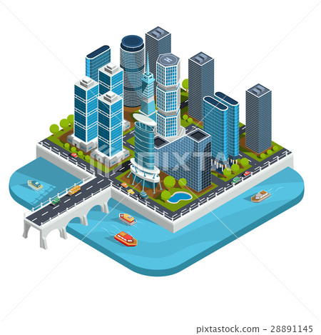 Vector isometric 3D illustrations of modern urban 28891145