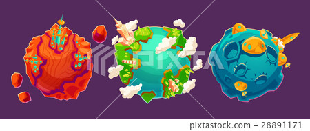 Set of vector cartoon illustrations fantasy alien 28891171