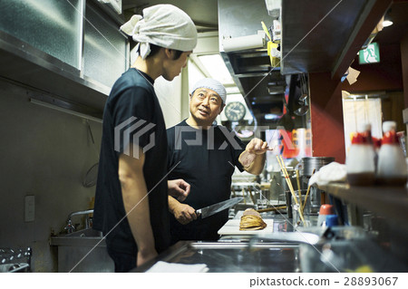 Store owner and clerk under training Store owner and clerk under training 28893067