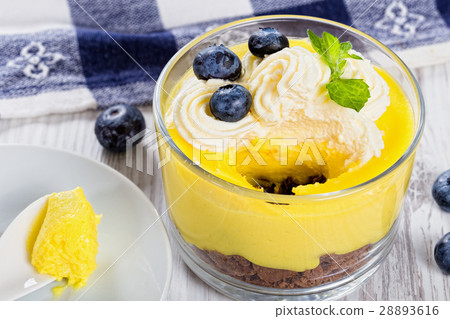 Lemon Blueberry cheesecake in glass Lemon Blueberry cheesecake in glass 28893616