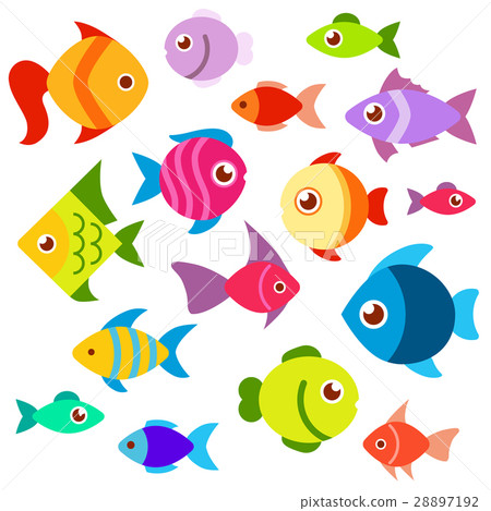 A set of colorful aquarium fish. Fish flat style A set of colorful aquarium fish. Fish flat style 28897192