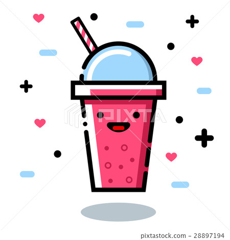 Cute cartoon fruit smoothies in cups Cute cartoon fruit smoothies in cups 28897194