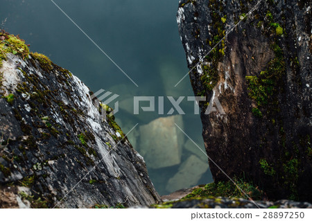 Lovely view of the lake with emerald hill 28897250