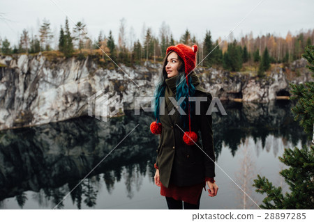 Pretty nice girl enjoy beautiful lake view from Pretty nice girl enjoy beautiful lake view from 28897285