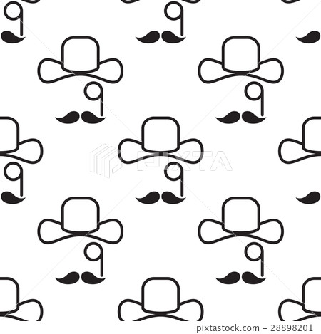 Gentleman hat, mustache and monocle seamless 28898201
