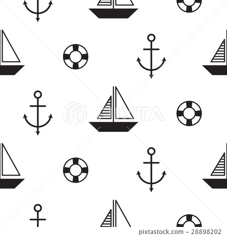 Sailboat seamless nautical vector pattern in - Stock Illustration ...