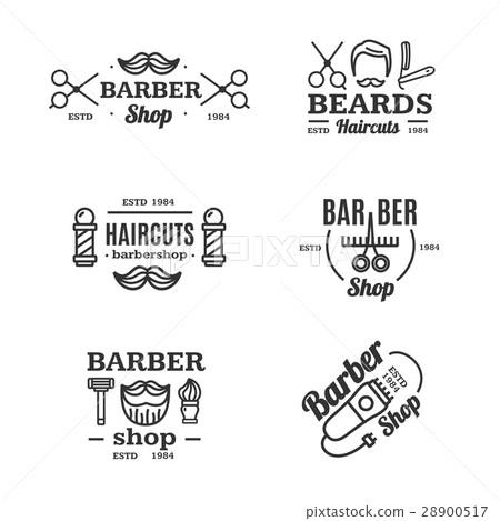 Barber Shop Emblems Set. Vector 28900517