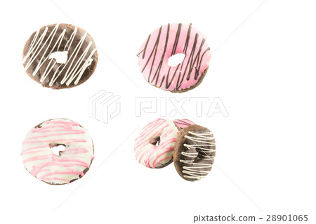 Donut strawberry chocolate milk isolated  28901065