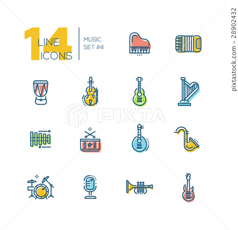 Musical Instruments - thick line icons set - Stock Illustration ...