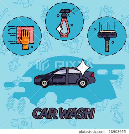 Car wash flat concept icons Car wash flat concept icons 28902655
