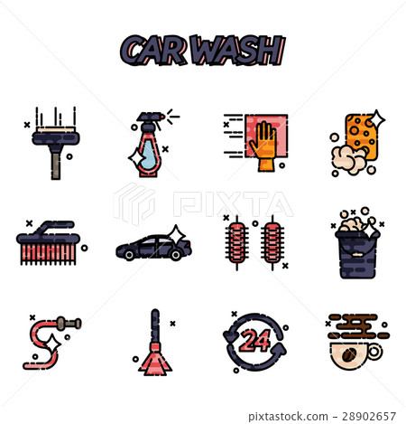 Car wash flat icons set 28902657